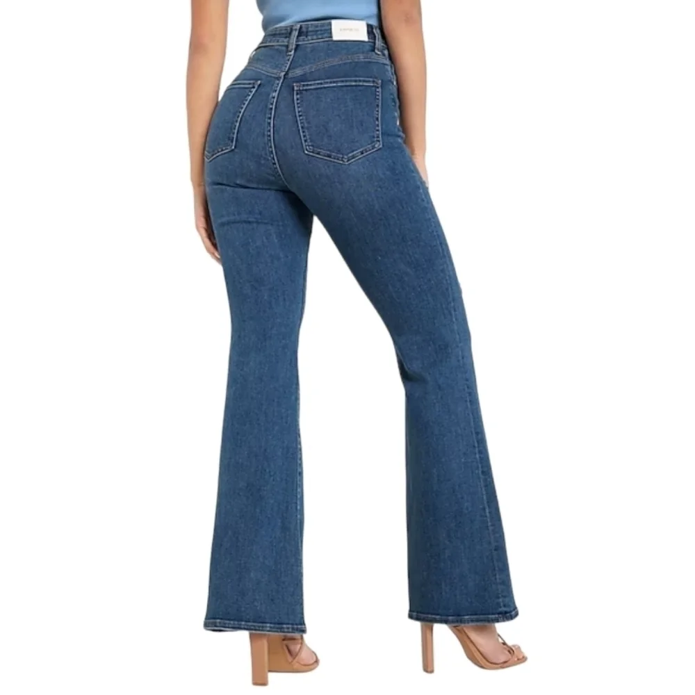 Express High Rise‎ Distressed Flare Denim Jeans Size 10 Regular